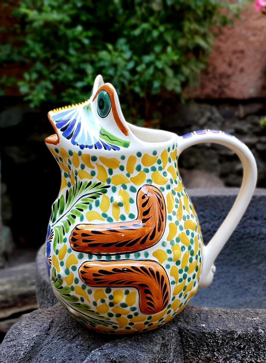 Mexican Ceramics Frog Pitcher 50 Oz Multicolors handcrafted hand made ...