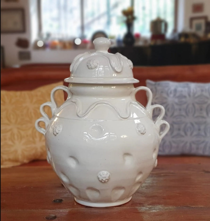 Decorative Vase w/Strawberries White