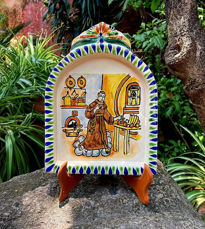 Retablo San Pascual / Santo de la Cocina 8.9" Alto Multicolores 