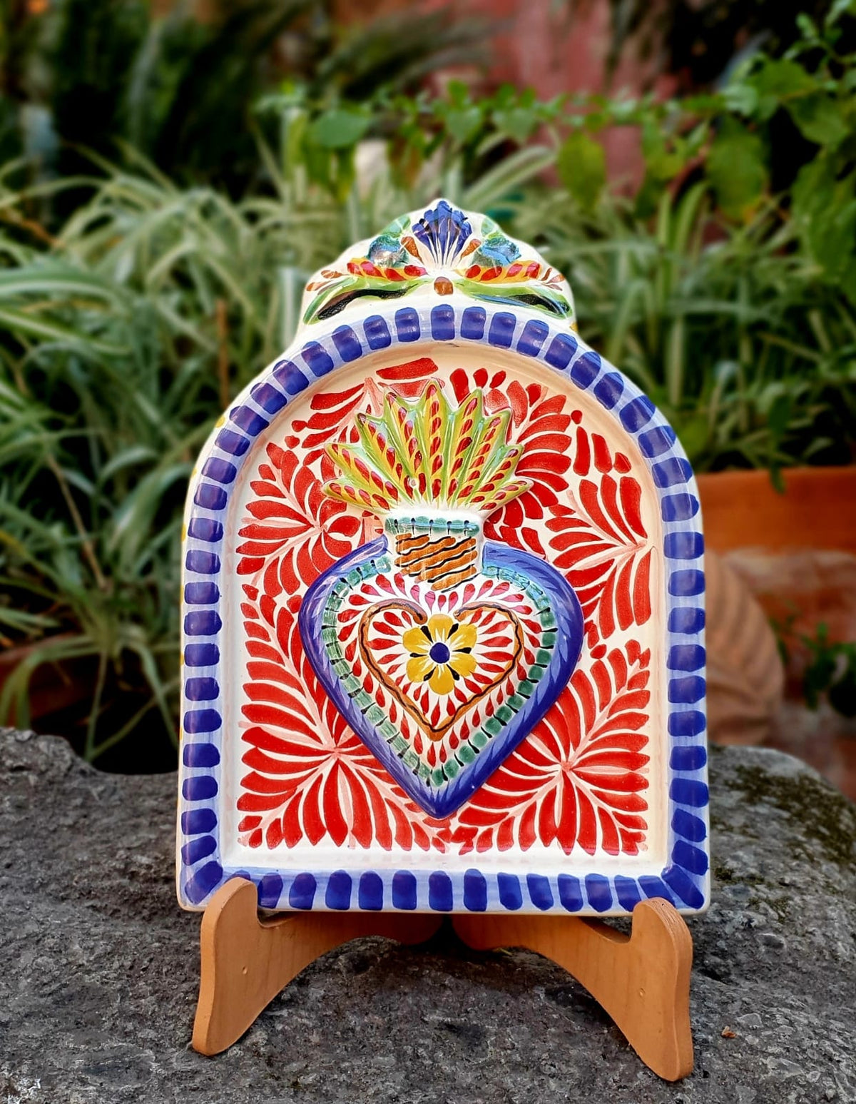 Decorative Sacred Heart Altarpiece 8.9" Height MultiColors
