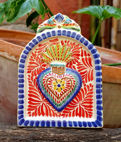 Decorative Sacred Heart Altarpiece 8.9" Height MultiColors