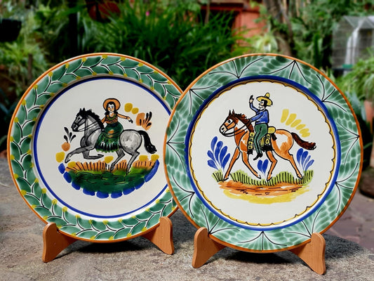 Cowboy and Cowgirl Plates Sets of 2 Pieces Multi-colors