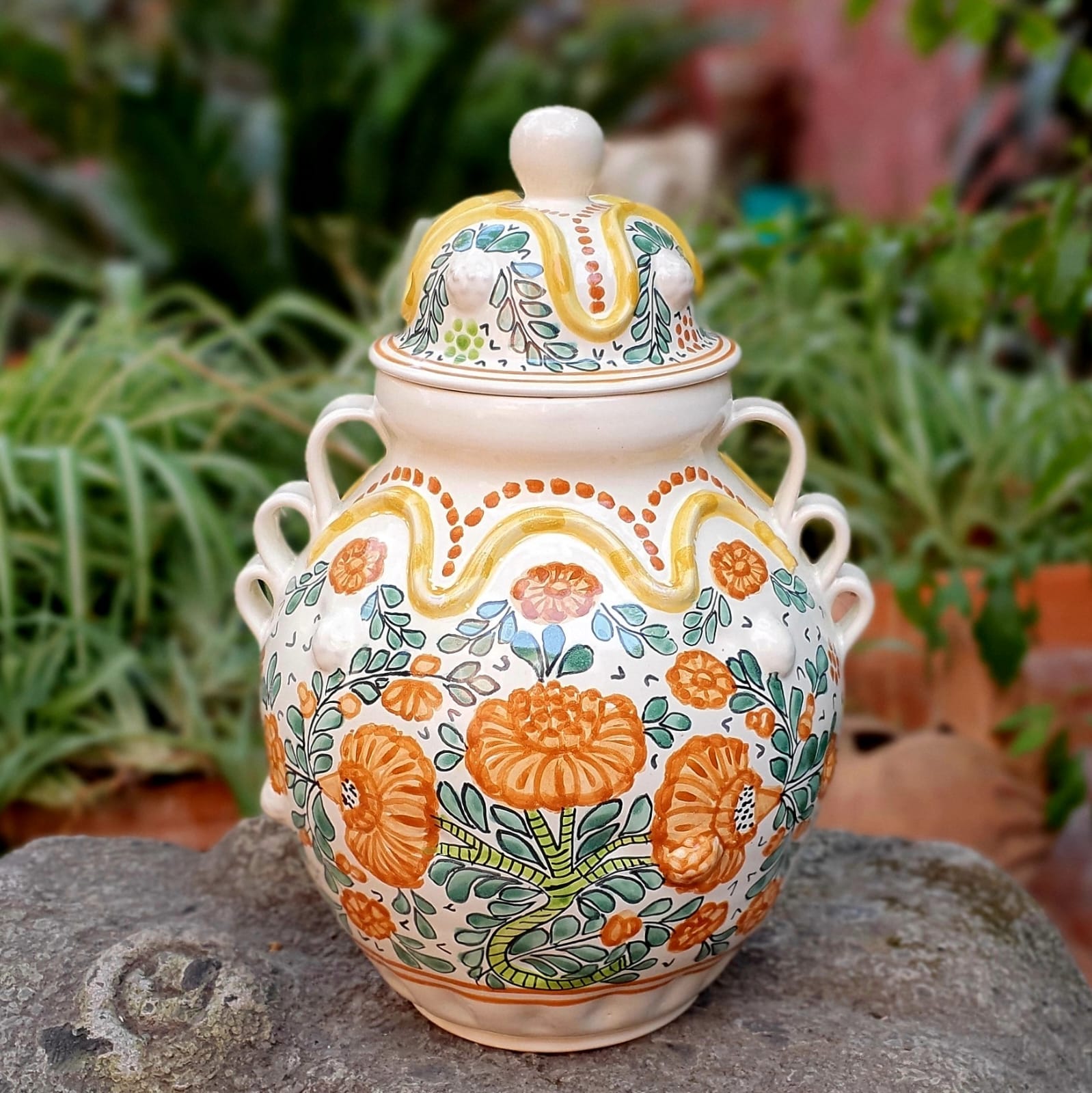 Mexican Decorative Pottery Vase w/Strawberries by Gorky Ceramic