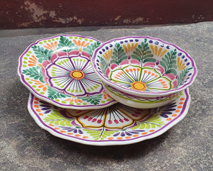 Flower Shape Dish Set (3 Pieces) Multi-colors (One Service)