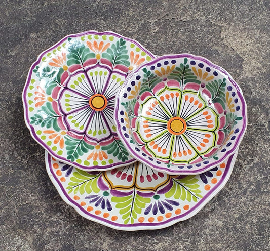 Flower Shape Dish Set (3 Pieces) Multi-colors (One Service)