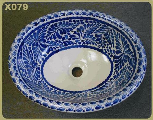 Oval Sink Blue Milestones Pattern