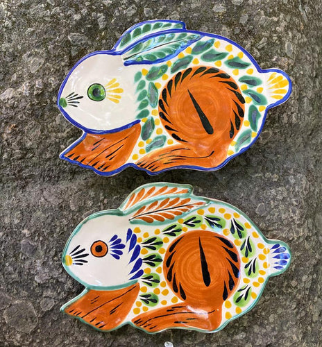 Small Rabbit Dish Plate Set of 2 MultiColors