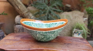 Sink Wave Oval 16.9" L * 14.8" W * 7.9" Height Green-Terracota Colors