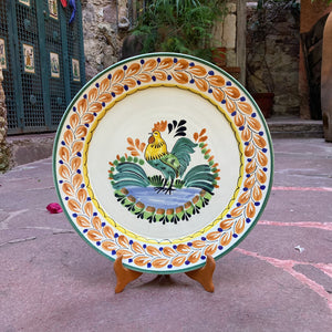 Rooster Decorative / Serving Flat Platter 13.8" D MultiColors