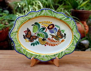Butterfly Tray / Serving Cut Flat Platter 15*11" Green-Orange Colors