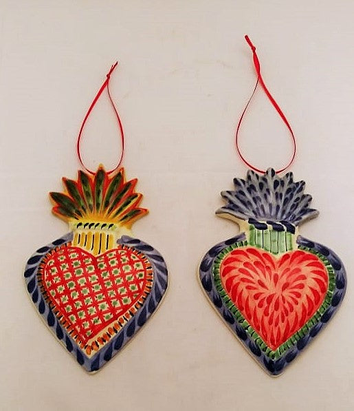Ornament Sacred Heart Set of 2 Multi-colors