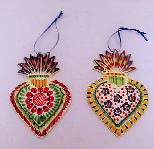 Ornament Sacred Heart Set of 2 Multi-colors