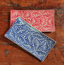 Rectangular Plate / Tray Set of 2 Milestones Pattern Blue or Red