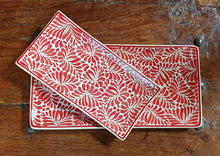 Rectangular Plate / Tray Set of 2 Pieces Milestones Pattern Blue or Red