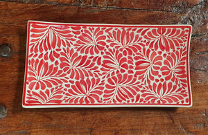 Rectangular Plate / Tray Milestones Pattern Red and White